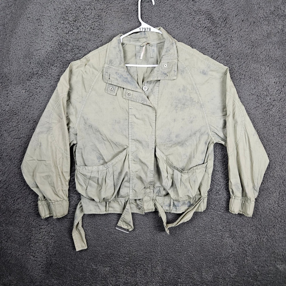 Free People Women's Jacket‎ M Military Safari Oversized Belted Utility Coat